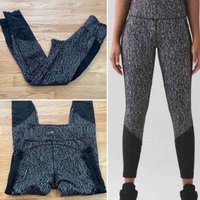 Lululemon Leggings Women's Fit Physique Tight Jacquard Pattern Black Mesh XS/S